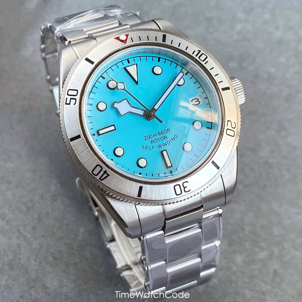 100m Waterproof NH35AA Movement Automatic Men's Watch Mechanical Double Domed Sapphire Rotating Bezel Luminous 316L Bracelet