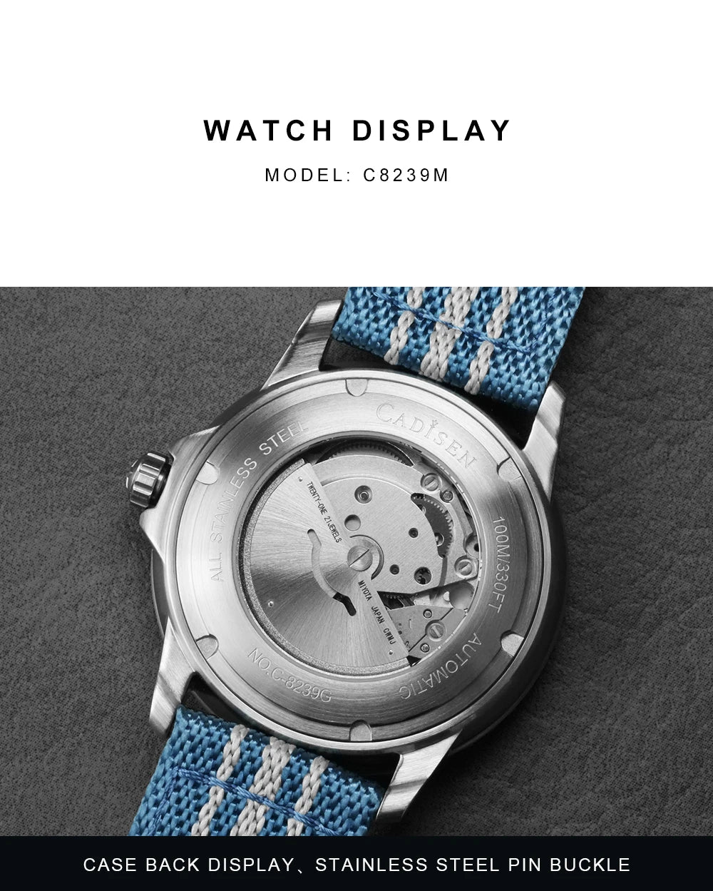 CADISEN Deep Explorer 2025 New Automatic Mechanical Watch Man Canvas Strap Wristwatch MIYOTA  Luxury Luminous Waterproof Watches