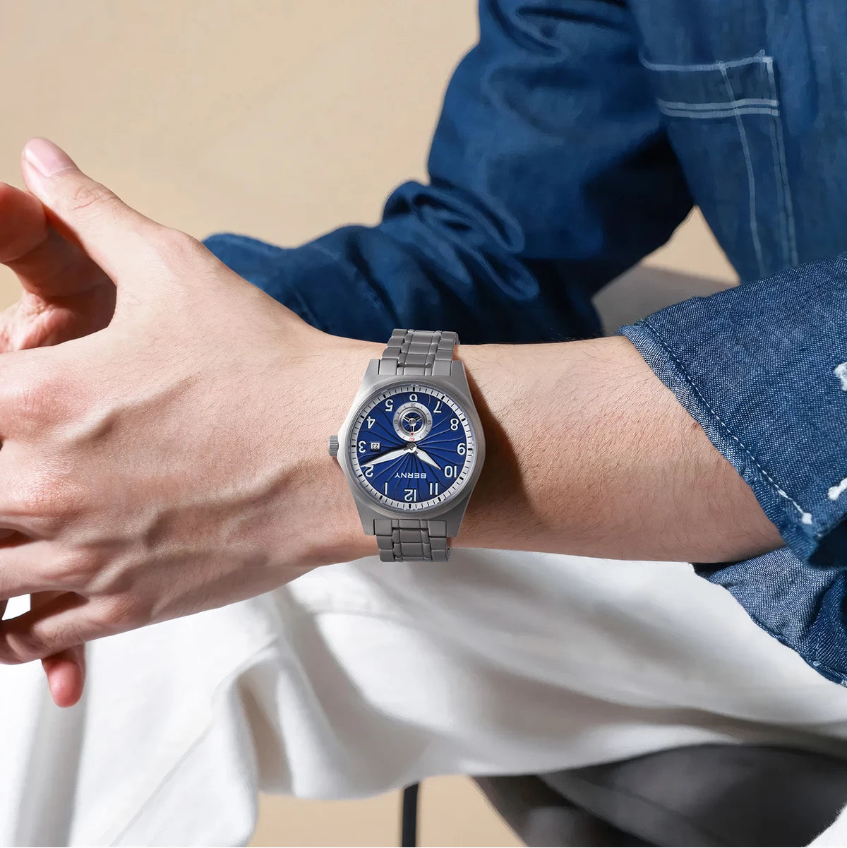 BERNY Full Titanium Automatic Men Watch Super Luminous Mechanical Wristwatch with 10ATM Waterproof Sapphire ST1731 Men Watches