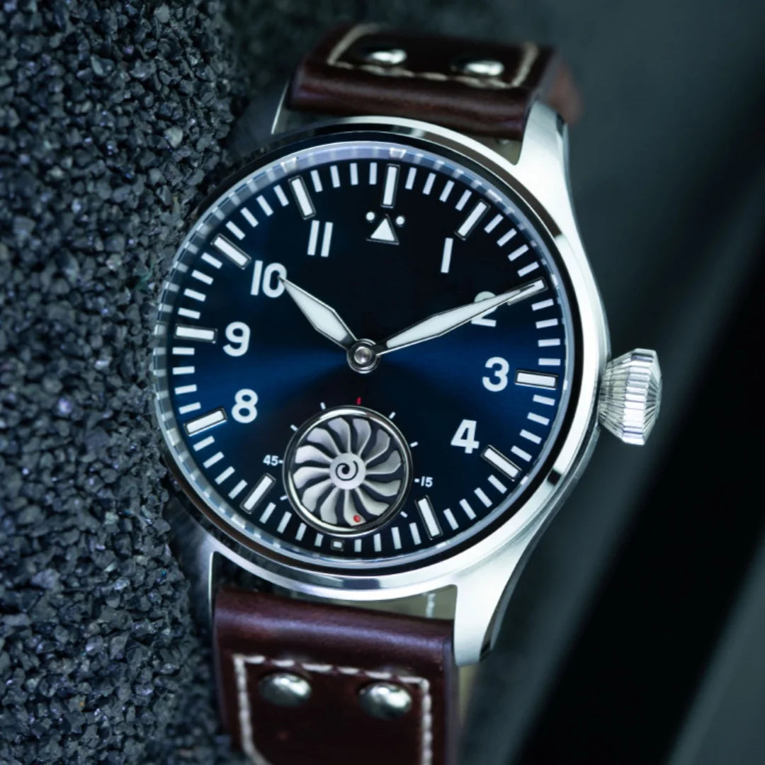 Hruodland 2025 New Men's Mechanical Watch Seagull ST3620 Retro Pilot 43MM Bgw-9 Luminous Sapphire Crystal Turbine Reloj Hombre