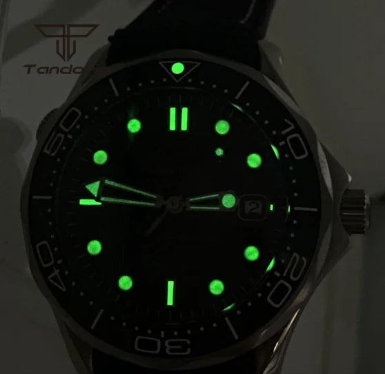 Tandorio 41mm Mechanical NH35 Business Stainless Steel Automatic Watch for Men Sapphire Fashion Wristwatch Date Ceramic Bezel