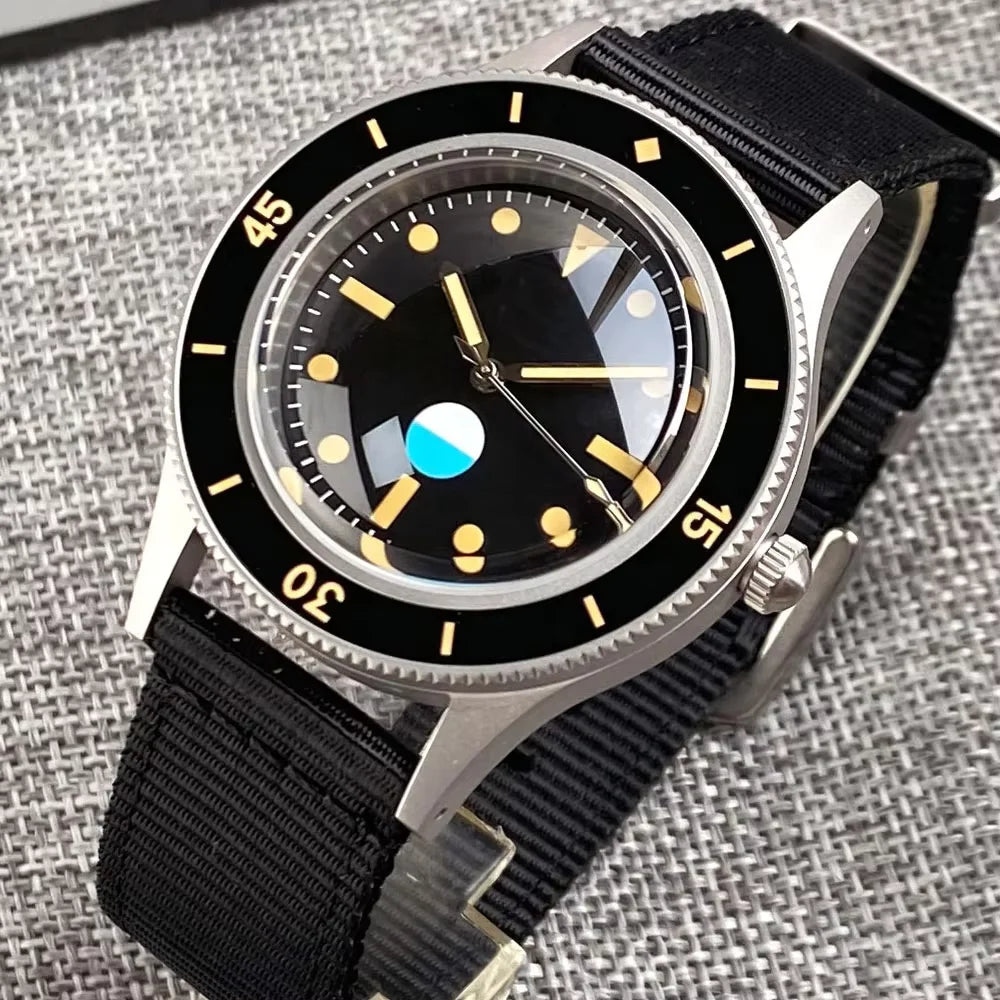 New 50 Fathoms NH35A Automatic Watch for Men Diving Swimming Sandblasting Luminous Bubble Sapphire Glass 200m Waterproof 40mm