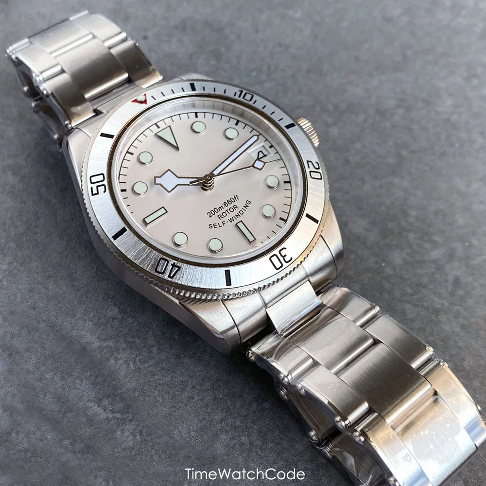 100m Waterproof NH35AA Movement Automatic Men's Watch Mechanical Double Domed Sapphire Rotating Bezel Luminous 316L Bracelet