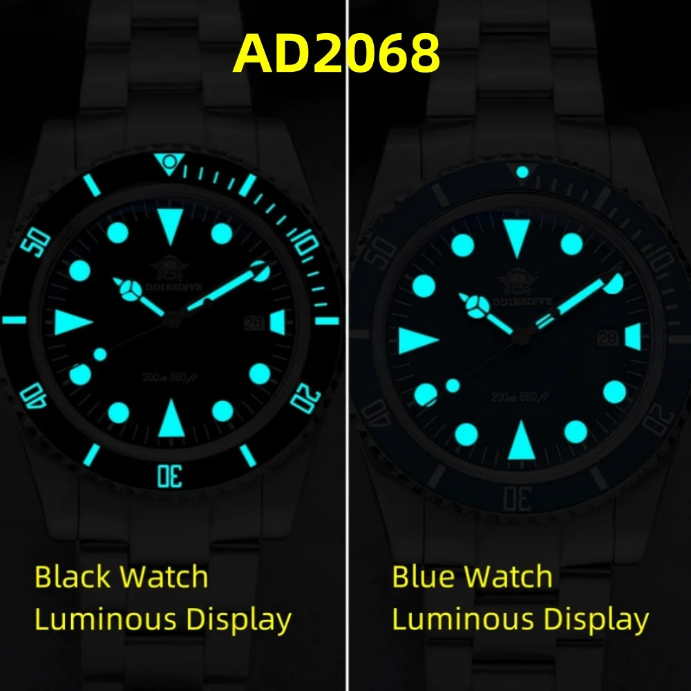 ADDIESDIVE Luxury Men's Analog Watch BGW9 Luminous Ceramic Bezel Bubble Mirror Glass Diver's Watch 200m Quartz Watches AD2068