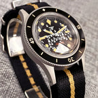 Tandorio NEW 50 Fathoms Automatic Watch for Men Luminous Ghost Dial NH35A Movt 200m Waterproof Bubble Sapphire Glass Sandblasted