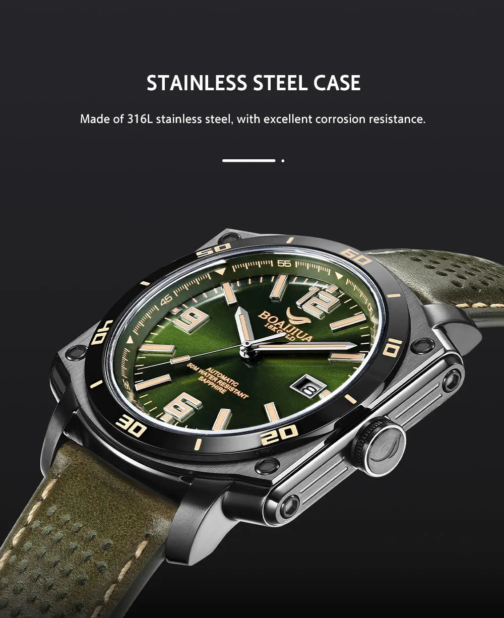 BOAIJIUA Fully Automatic Mechanical Men's Watch Original Design Mechanical Watches 50m Waterproof Luminous Wristwatch for Men