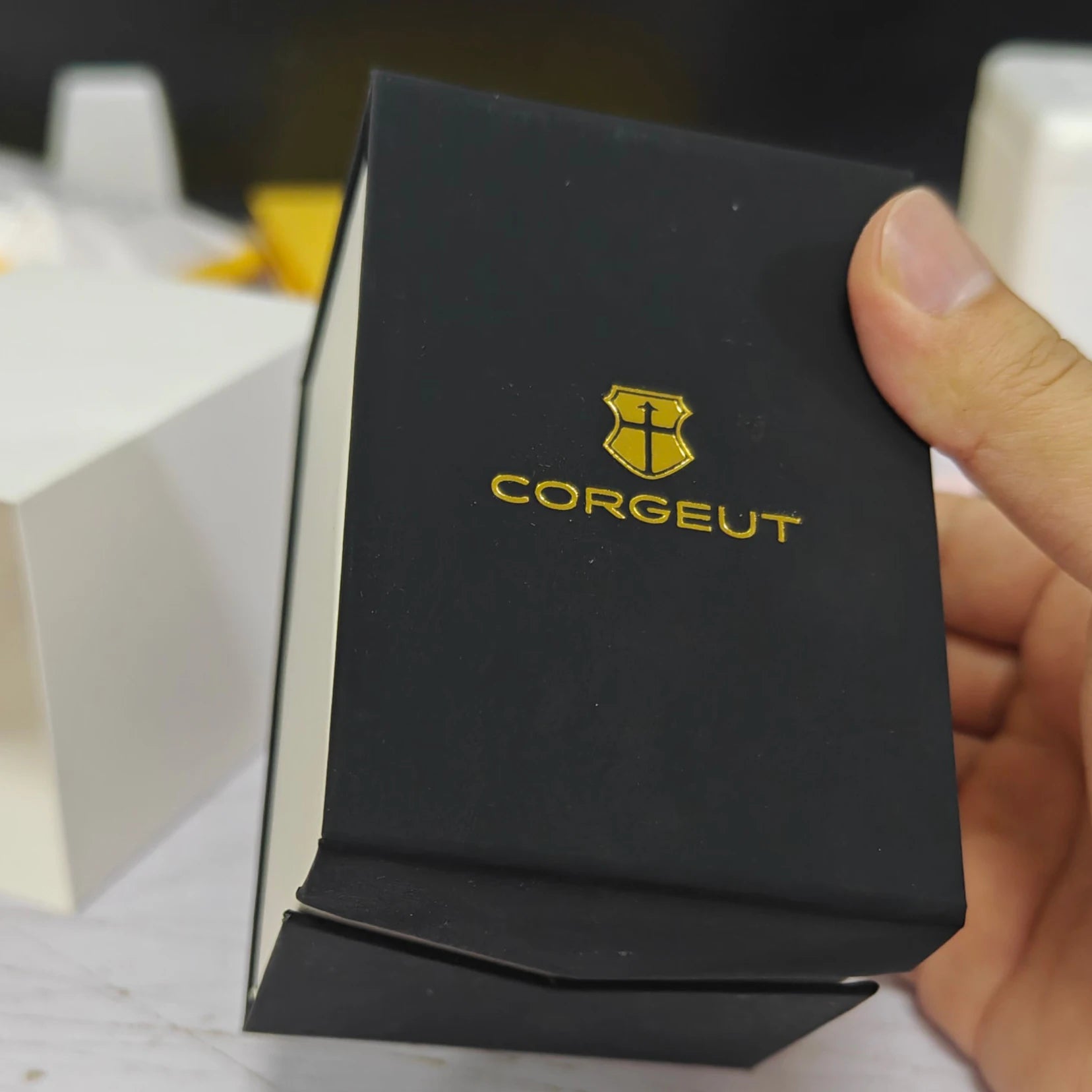 CORGEUT  DIY Custom Luxury Men's Automatic Watch 40mm Ceramic Bezel 100m Diving Sapphire Mirror Wave Pattern Dial reloj