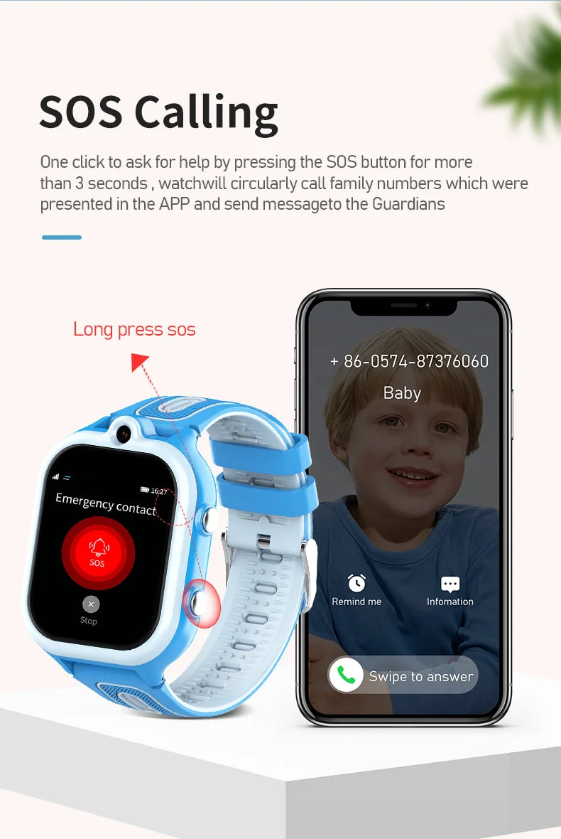 VALDUS 2025 New DF91 Children Smartwatch 8GB Memory WIFI GPS Positioning SOS SIM Card 30W Camera App Store Video Call Kids Watch
