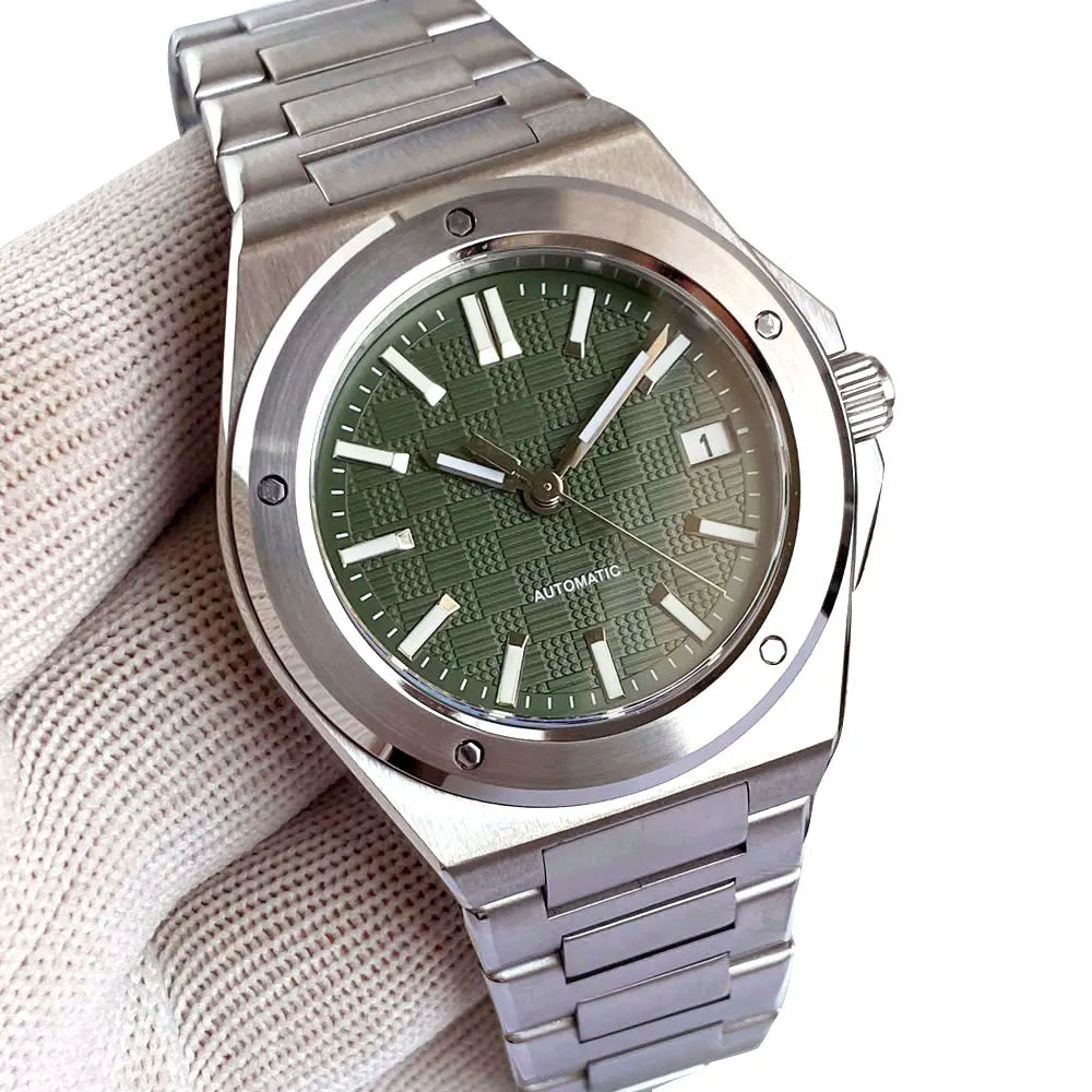 Tandorio 200M Diver 40mm Ice Blue Grid Dial Luminous NH35Automatic Men Watch Sapphire Glass Stainless Steel Bracelet