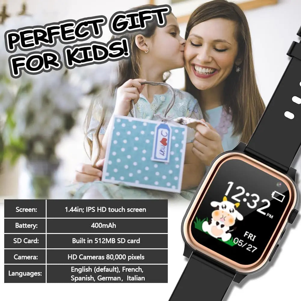 Smart Watch Kids HD Touch Screen Camera Music Player With 16 Puzzle Games Pedometer Calculator Flashlight 12/24hr Kids Watche
