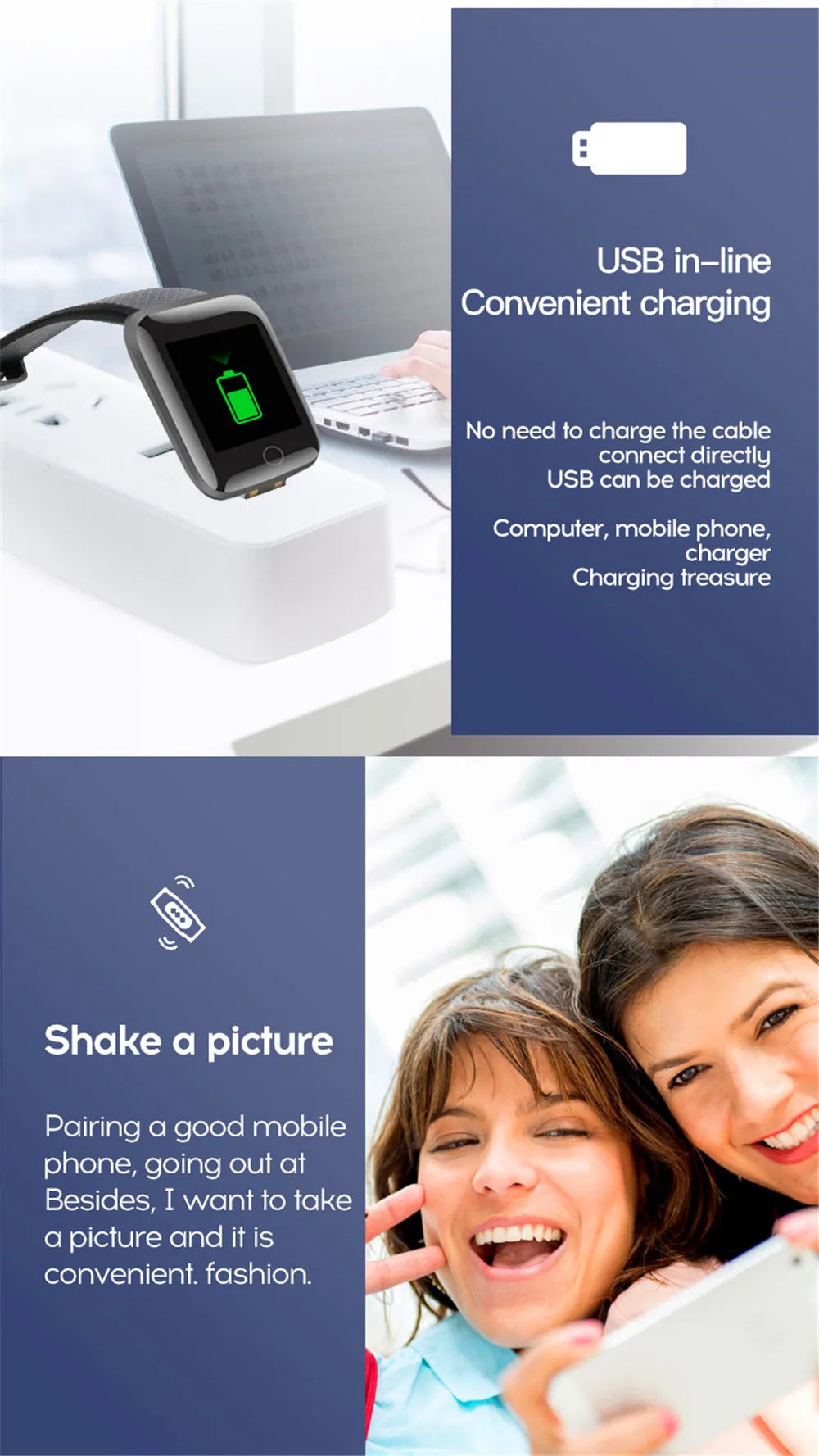 Smart Watch Sport Fitness Bracelet Control Music Message Display Pedometer Bluetooth Connect Smartwatch 116 Alarm Clock Weather