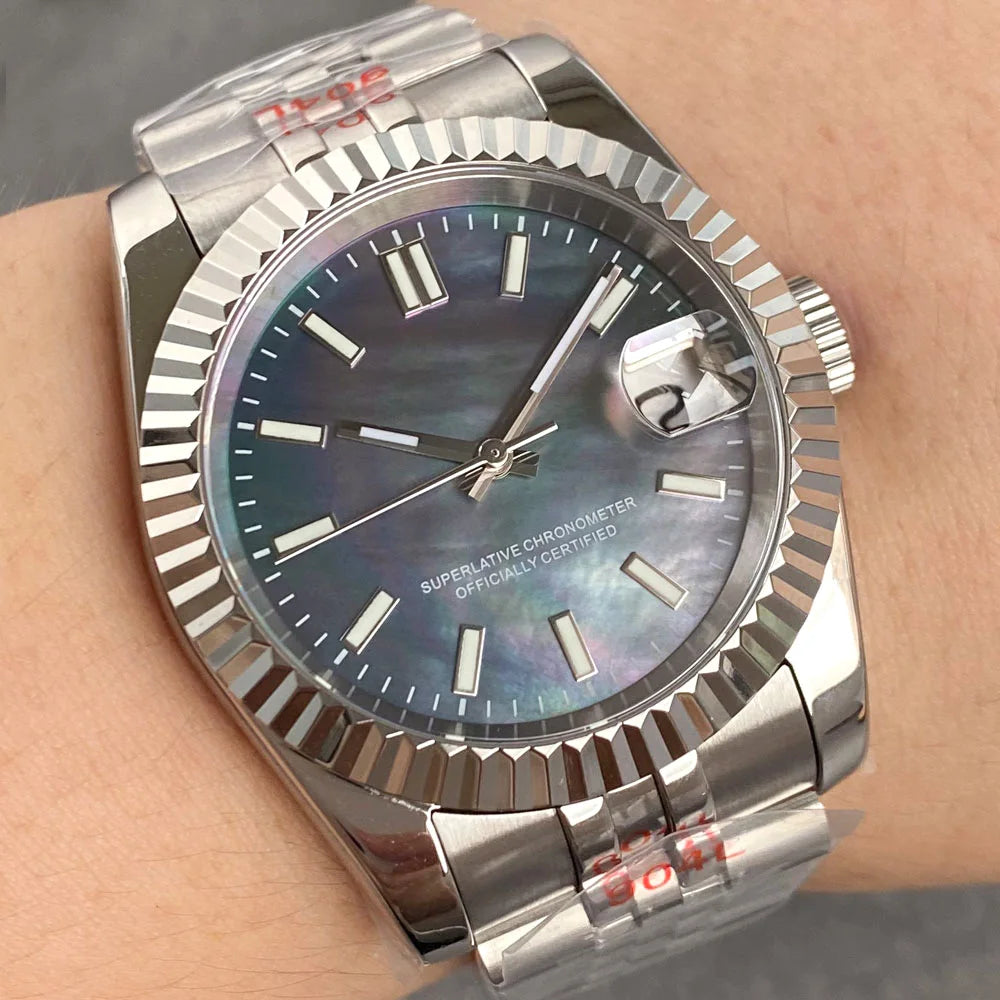 Tandorio MOP Mother of Pearl Dial Light Luxury 36/39mm Sapphire NH35A Diver Watch Men Steel Bracelet 20ATM Automatic ﻿Watch