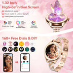 smartwatch for women supports wireless calls, over 100 sports modes and fitness tracking. It features music contr