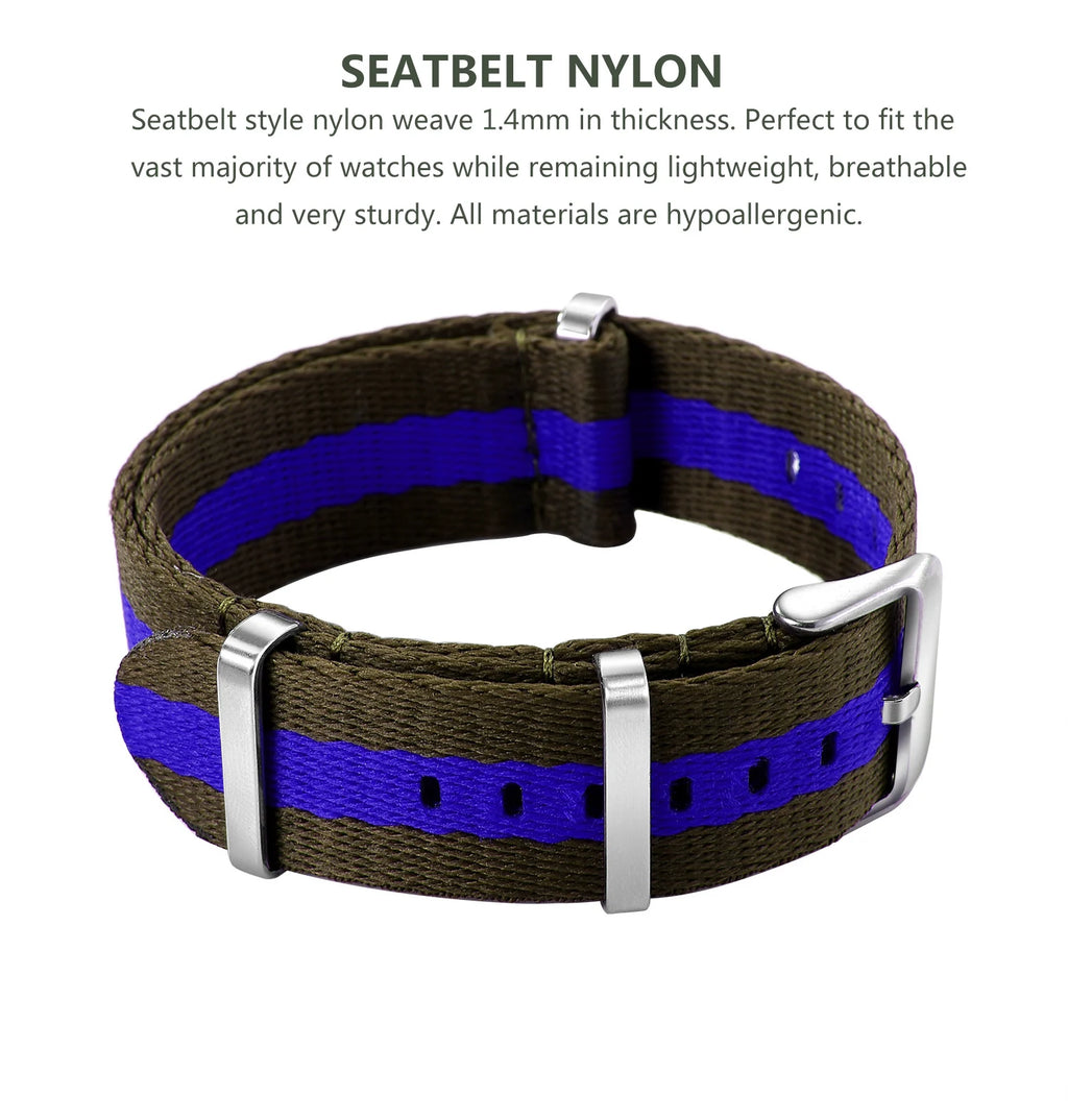Nylon Watch Band 20mm 22mm Comfortable Watch Straps Loop Military Washable Blet for Men Watchbands