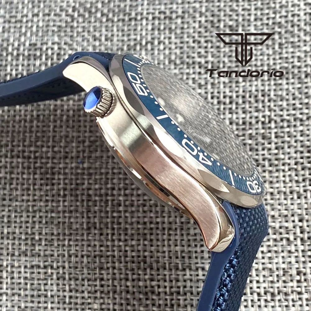 Tandorio 41mm Mechanical NH35 Business Stainless Steel Automatic Watch for Men Sapphire Fashion Wristwatch Date Ceramic Bezel