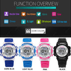 Kids Electronic Sports Watches Color Luminous LED Dial Life Waterproof Multi Function Alarm Clocks Watch For Boys And Girls