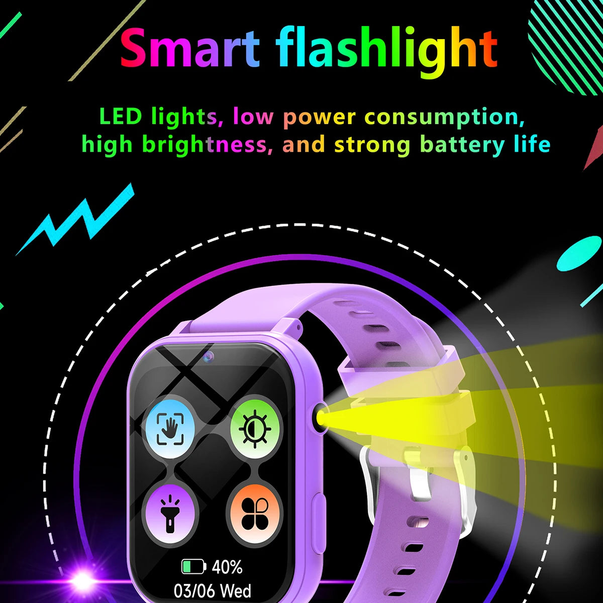 Kids Games Smart Watch 18 Games 1.83-inch Display Screen Camera Waterproof Flashlight For Holiday Gift Boy Girl Children Watch
