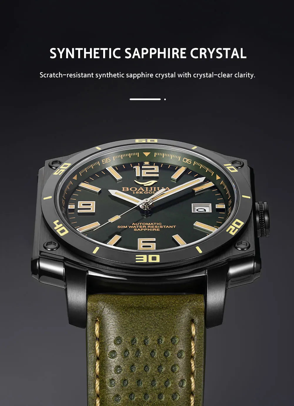 BOAIJIUA Fully Automatic Mechanical Men's Watch Original Design Mechanical Watches 50m Waterproof Luminous Wristwatch for Men