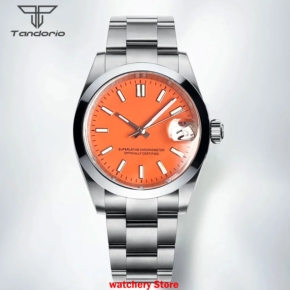 Tandorio Mechanical Watches Mother of Pearl Dial Sapphire Glass NH35 Movement For Datejust Style 200m Waterproof Men's Watches