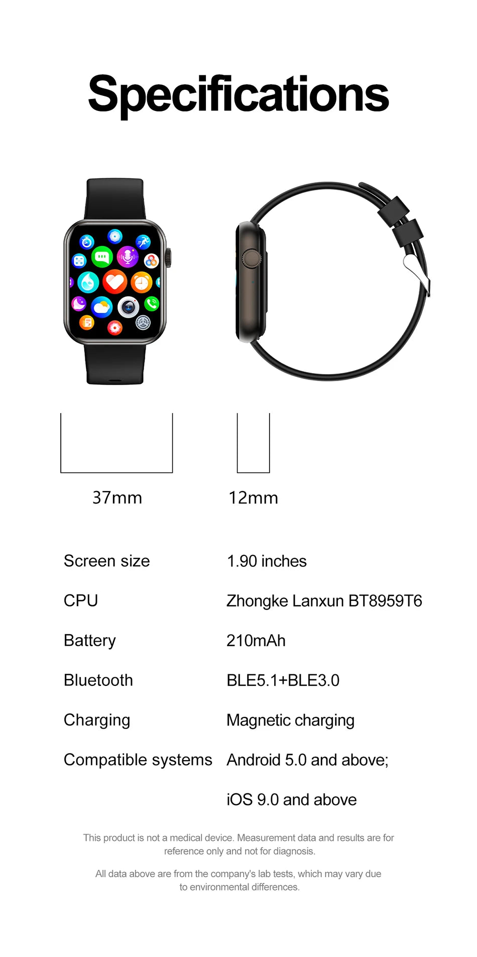 2025 New Smartwatch Men Android IOS Phone 1.9"HD Screen Bluetooth Call Heart Rate Monitoring Sports Waterproof Smart Watch Women