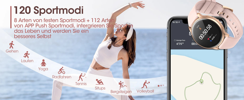 Smart watch for women with phone function, 1.39 inch HD full touch screen with monitor, menstrual cycle, sleep monitoring, pedom