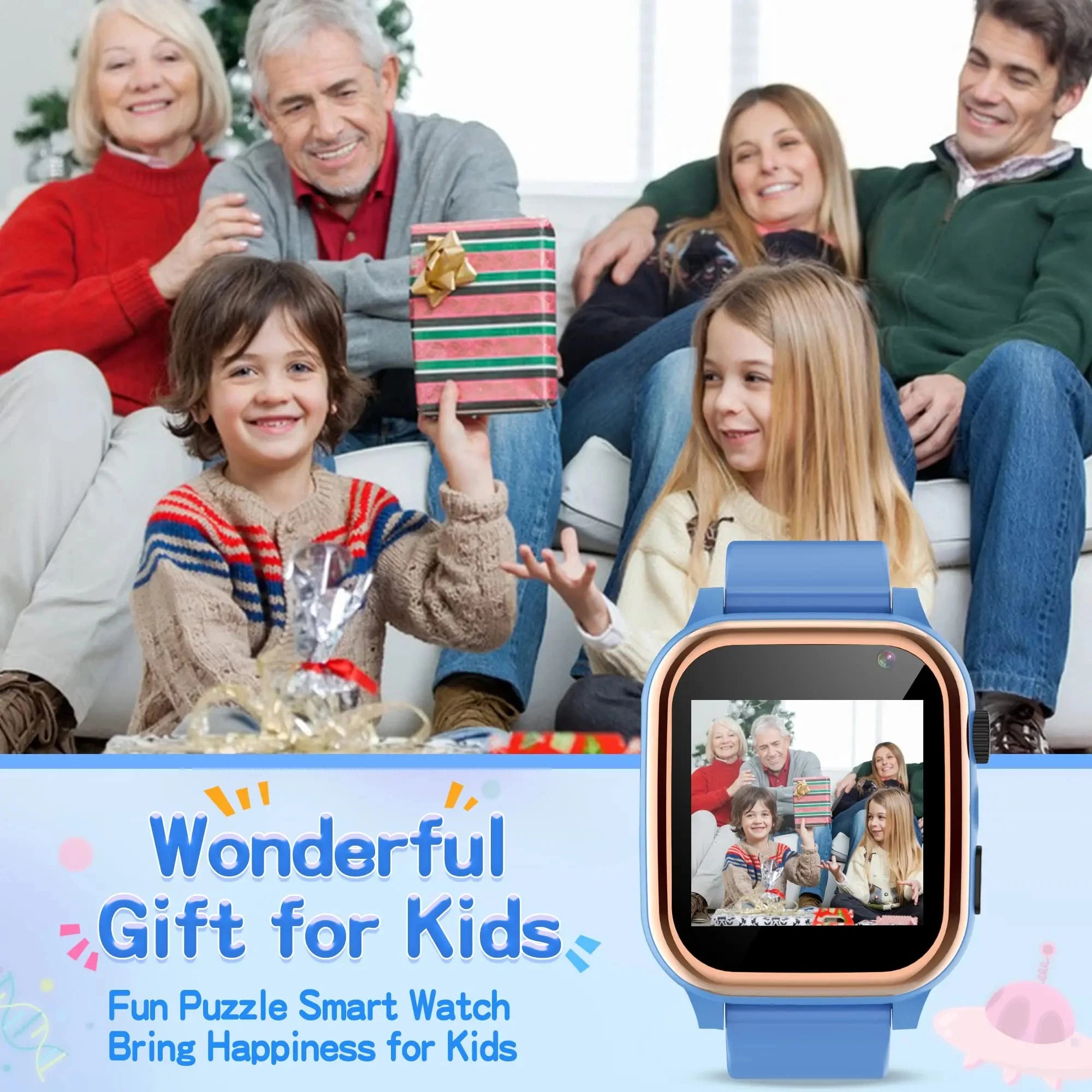 Smart Watch Kids HD Touch Screen Camera Music Player With 16 Puzzle Games Pedometer Calculator Flashlight 12/24hr Kids Watche