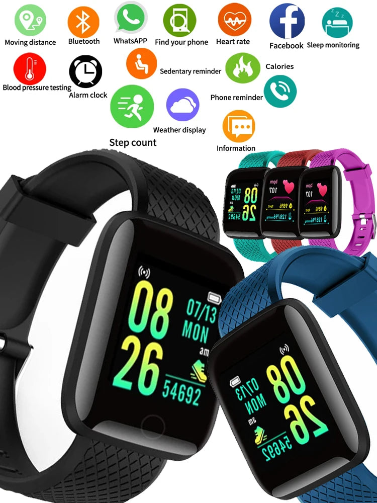 Smart Watch Sport Fitness Bracelet Control Music Message Display Pedometer Bluetooth Connect Smartwatch 116 Alarm Clock Weather