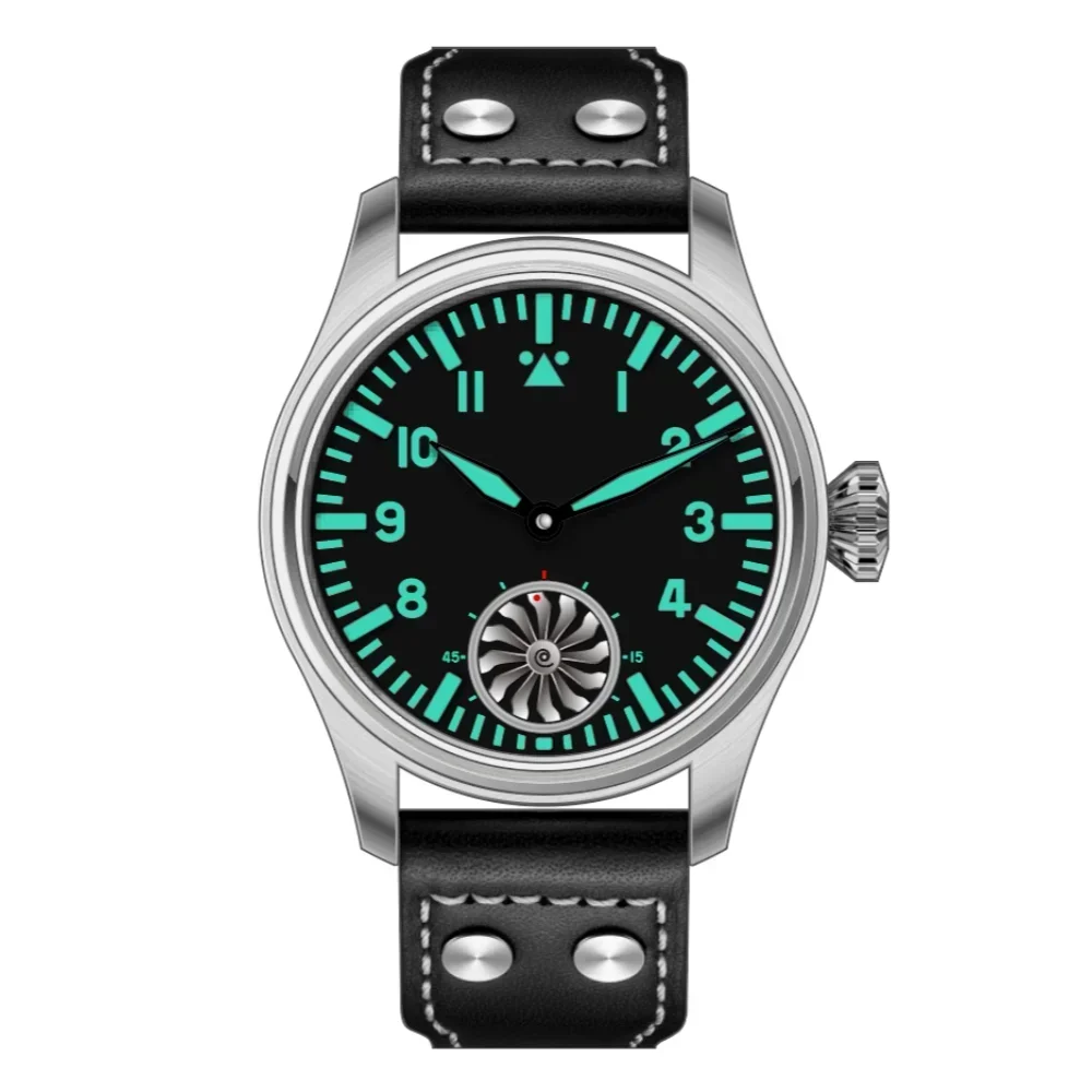 Hruodland 2025 New Men's Mechanical Watch Seagull ST3620 Retro Pilot 43MM Bgw-9 Luminous Sapphire Crystal Turbine Reloj Hombre