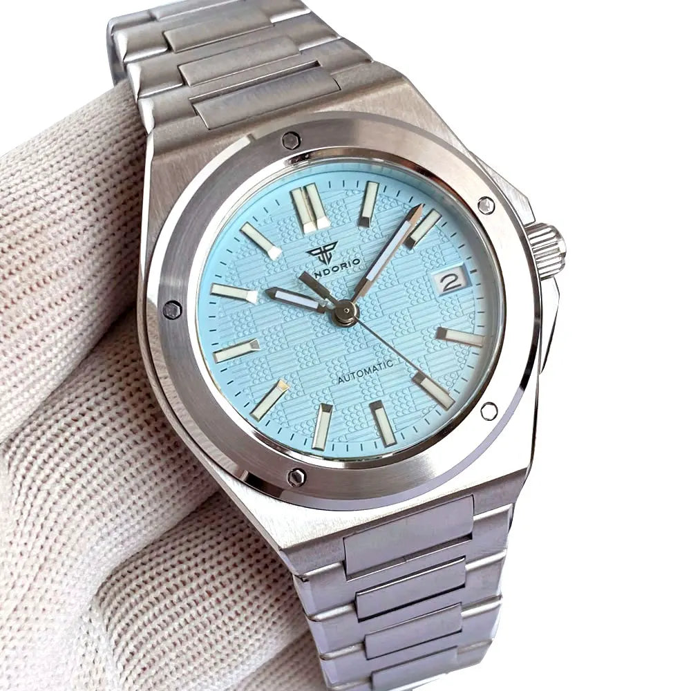 Tandorio New Black Luxury Business Engineer Style Men's Mechanical Watch Sapphire Glass 100m Waterproof NH35A Automatic Watches