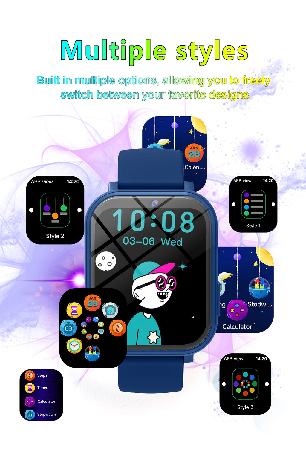 Kids Games Smart Watch 18 Games 1.83-inch Display Screen Camera Waterproof Flashlight For Holiday Gift Boy Girl Children Watch