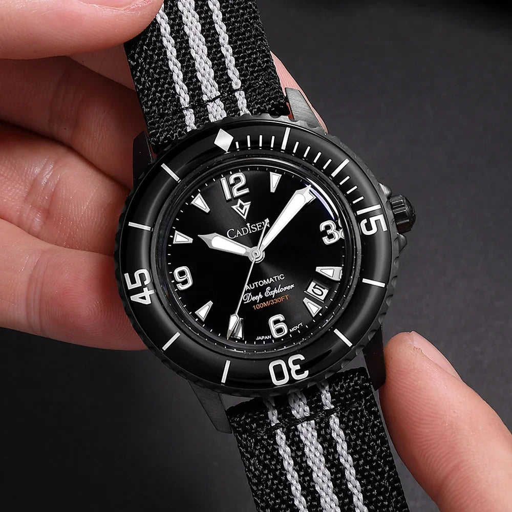 CADISEN Deep Explorer 2025 New Automatic Mechanical Watch Man Canvas Strap Wristwatch MIYOTA  Luxury Luminous Waterproof Watches