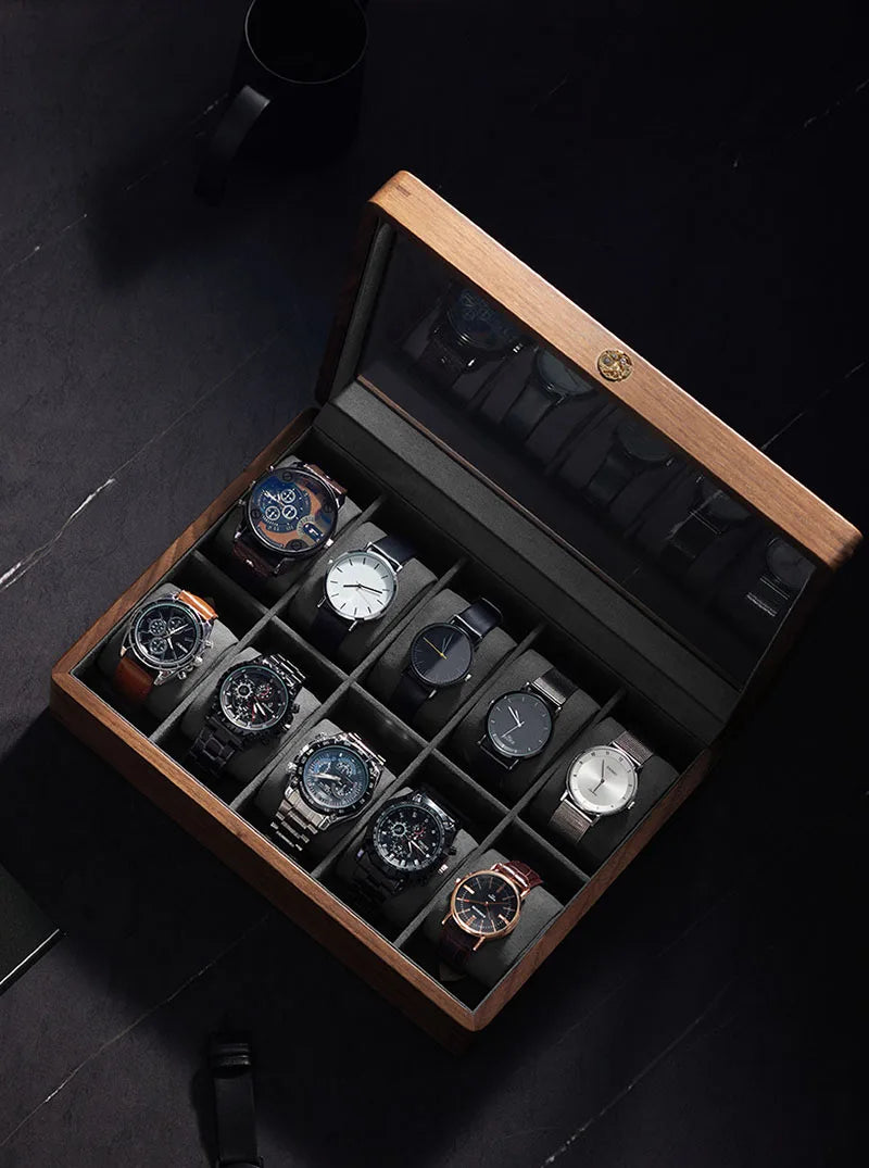 Solid Wood Watch Storage Box Luxury Men Mechanical Wrist Watches Organizer Display Boxes Bracelet Watches Packaging Accessories