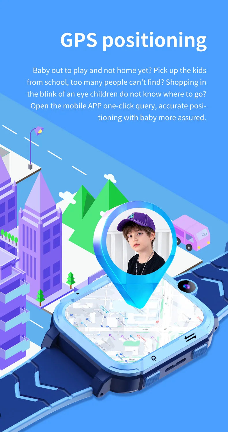 4G Kids Smart Watch 1+8GB GPS WiFi Tracker Location Video Call SOS Call Back Monitor Phone Watch Smartwatch Boys Girl Gifts