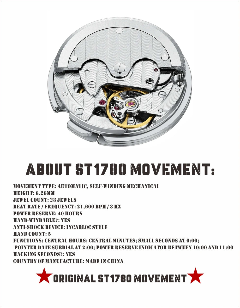 New 1963 40mm Mens Pilot Automatic Mechanical Watch Seagull ST17 Sapphire Crystal Waterproof Retro Style