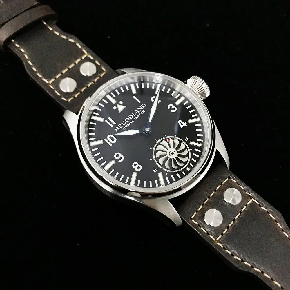 Hruodland 2025 New Men's Mechanical Watch Seagull ST3620 Retro Pilot 43MM Bgw-9 Luminous Sapphire Crystal Turbine Reloj Hombre