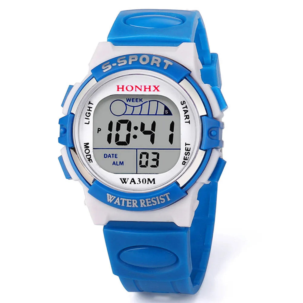 Kids Electronic Sports Watches Color Luminous LED Dial Life Waterproof Multi Function Alarm Clocks Watch For Boys And Girls