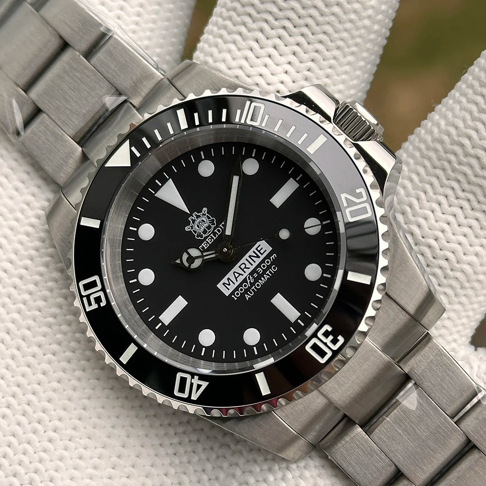 STEELDIVE SD1954 Black Dial 41MM Stainless Steel NH35 Automatic Movement What Ghost Mens 300M Dive Watch Reloj Sapphire Glass