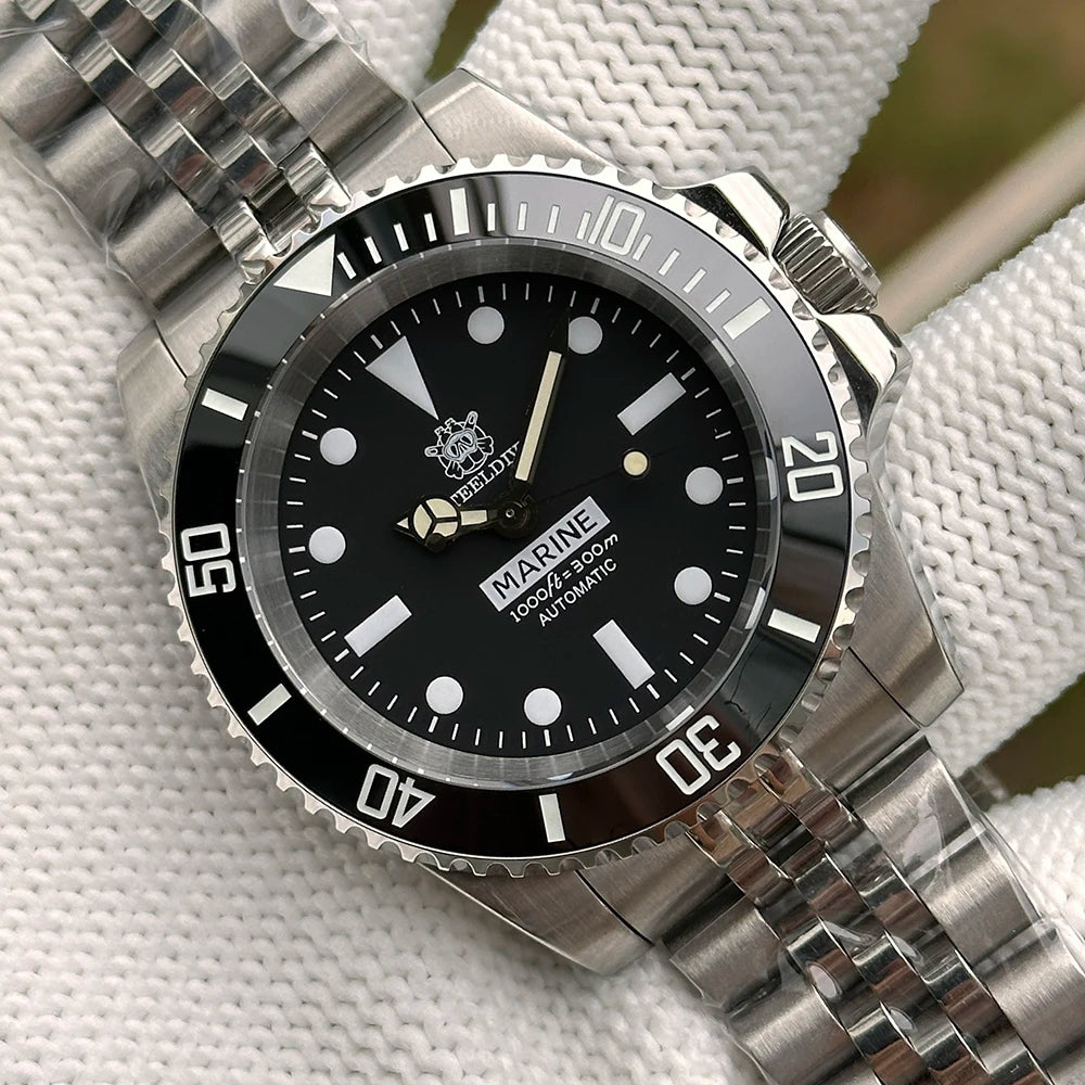 STEELDIVE SD1954 Black Dial 41MM Stainless Steel NH35 Automatic Movement What Ghost Mens 300M Dive Watch Reloj Sapphire Glass