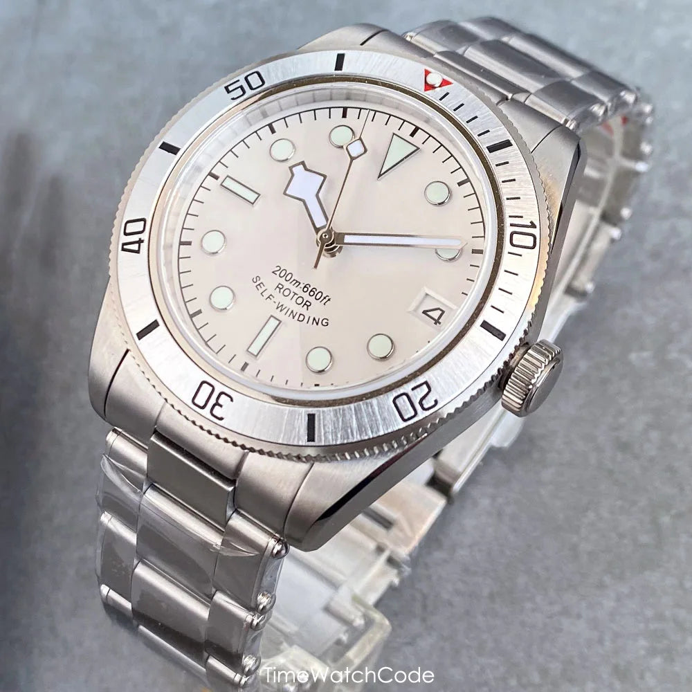 100m Waterproof NH35AA Movement Automatic Men's Watch Mechanical Double Domed Sapphire Rotating Bezel Luminous 316L Bracelet