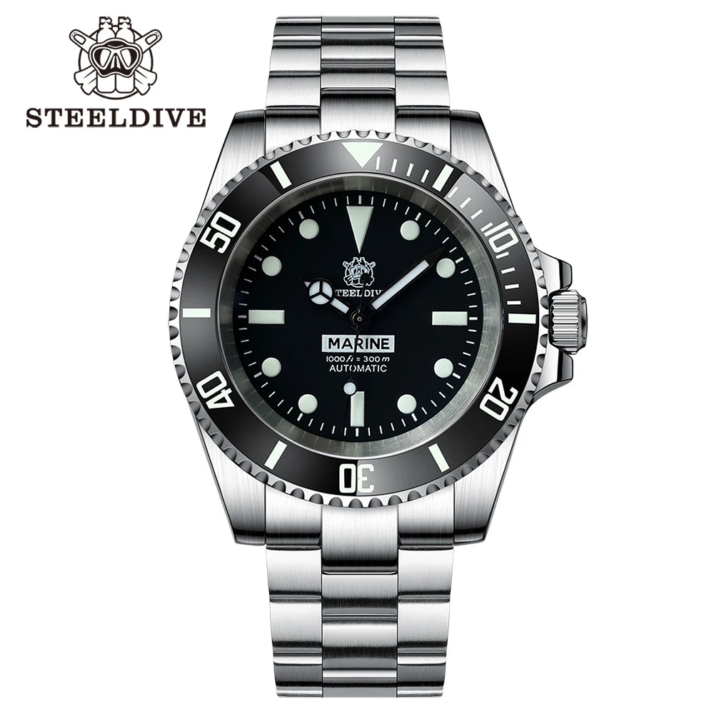 STEELDIVE SD1954 Black Dial 41MM Stainless Steel NH35 Automatic Movement What Ghost Mens 300M Dive Watch Reloj Sapphire Glass