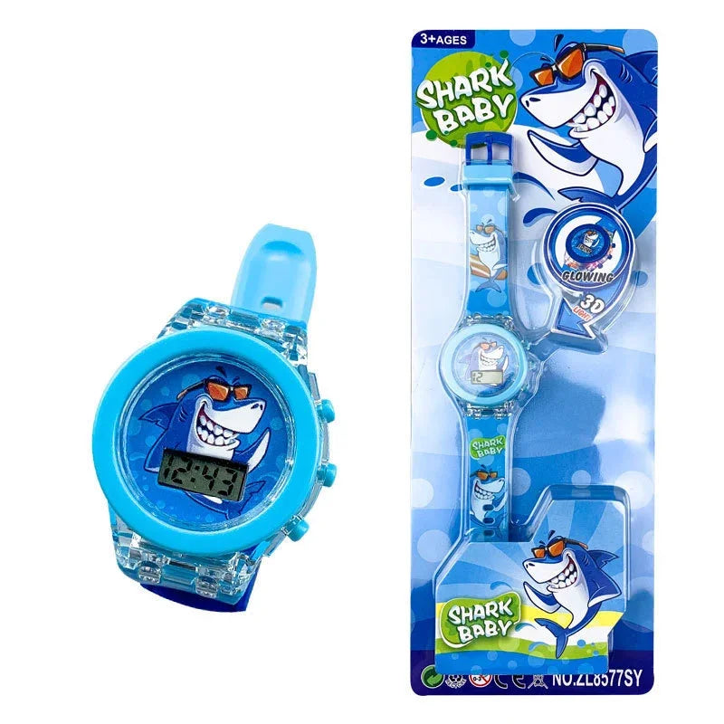 Flash Light Spiderman Kids Watches For Boys Cartoon shark Mickey Children Watch Girls Student Digital Clock Gifts Toy