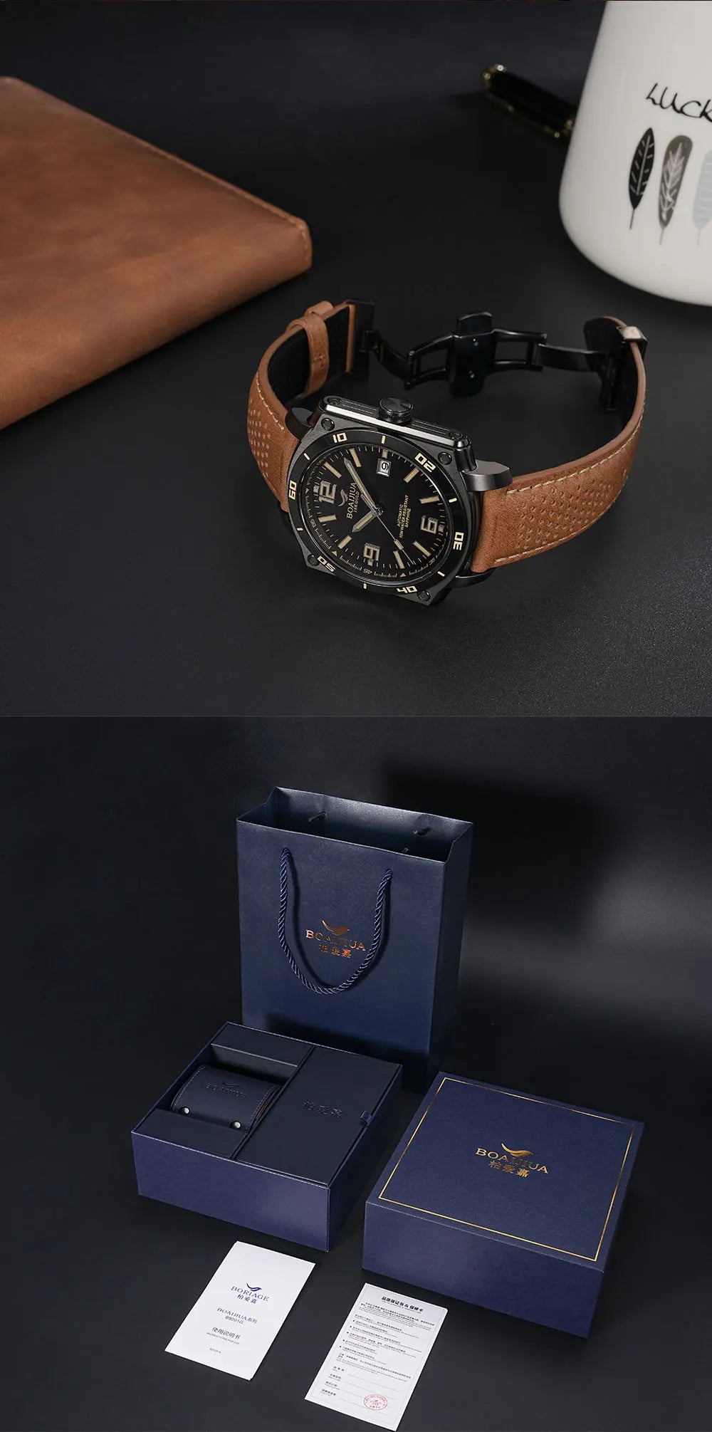 BOAIJIUA Fully Automatic Mechanical Men's Watch Original Design Mechanical Watches 50m Waterproof Luminous Wristwatch for Men