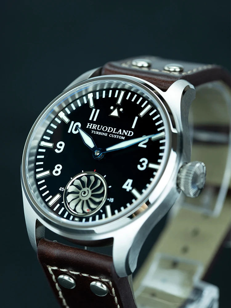 Hruodland 2025 New Men's Mechanical Watch Seagull ST3620 Retro Pilot 43MM Bgw-9 Luminous Sapphire Crystal Turbine Reloj Hombre