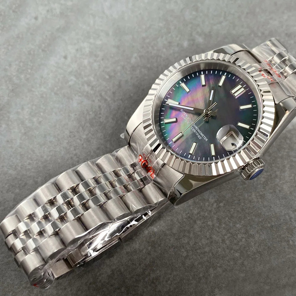 Tandorio MOP Mother of Pearl Dial Light Luxury 36/39mm Sapphire NH35A Diver Watch Men Steel Bracelet 20ATM Automatic ﻿Watch