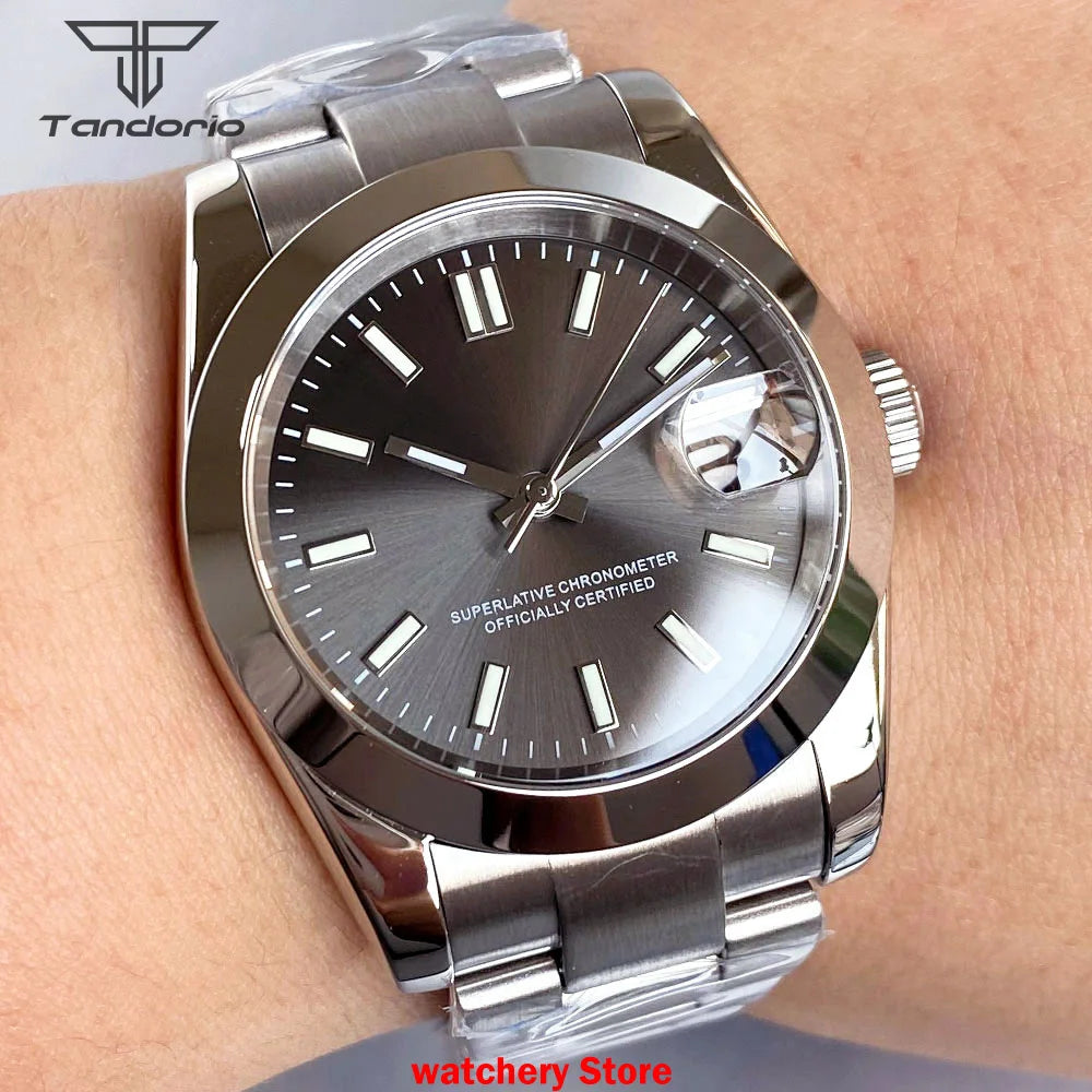 Tandorio Mechanical Watches Mother of Pearl Dial Sapphire Glass NH35 Movement For Datejust Style 200m Waterproof Men's Watches