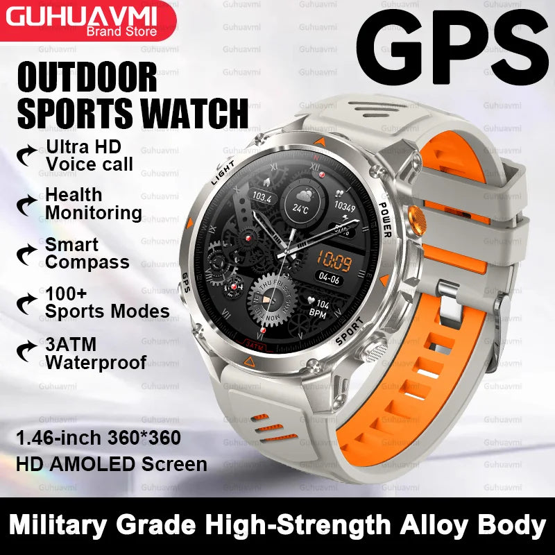 2025New Smart Watch For Men 1.46'' 360*360 HD AMOLED Color Display Voice Call Compass LED Sports Fitness Waterproof Watch Ladies