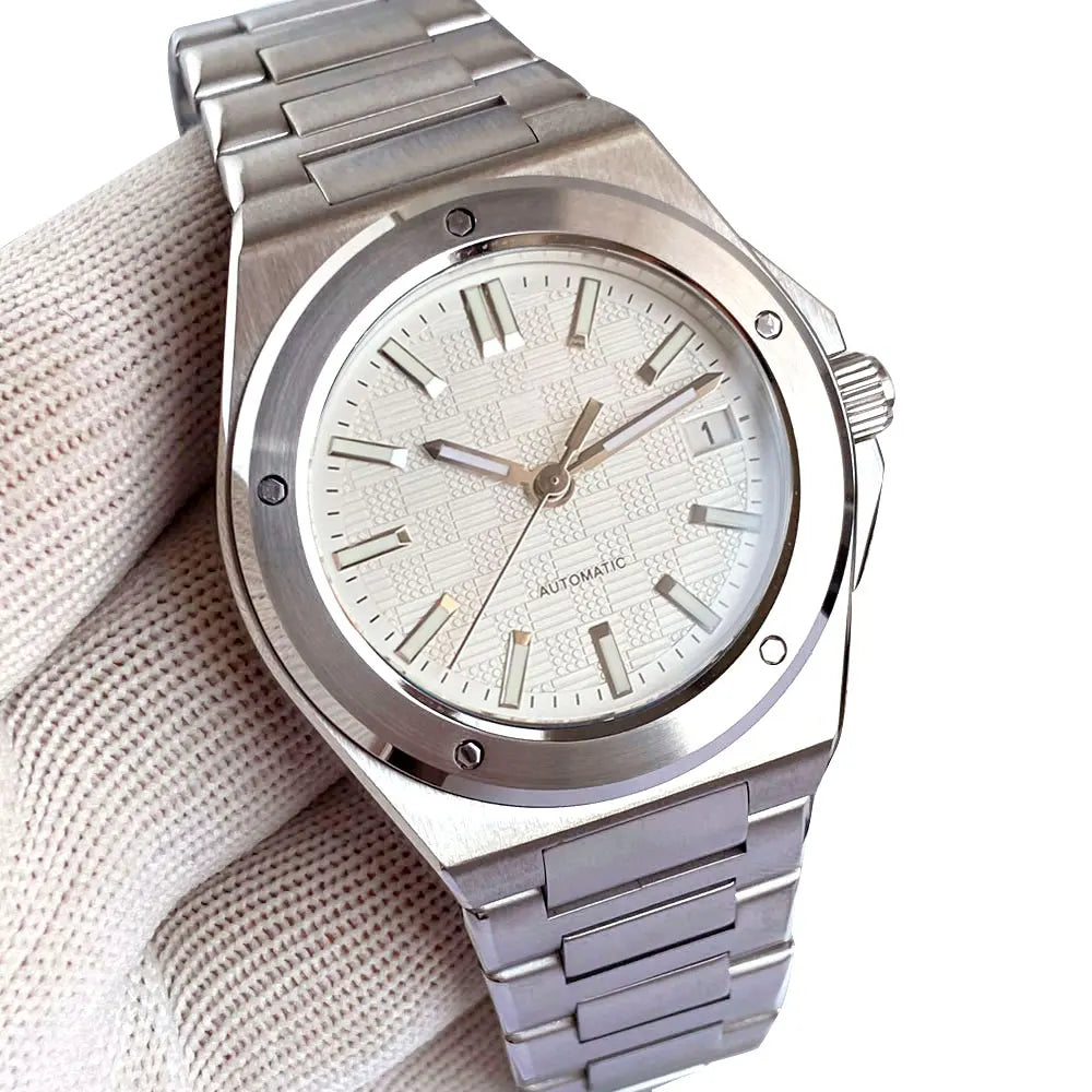 Tandorio 200M Diver 40mm Ice Blue Grid Dial Luminous NH35Automatic Men Watch Sapphire Glass Stainless Steel Bracelet