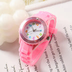 Kids Analog Watch for Boys Girls Soft Silicone Band Colorful Number Cute Watches for Children  Resistant Quartz Wristwatch