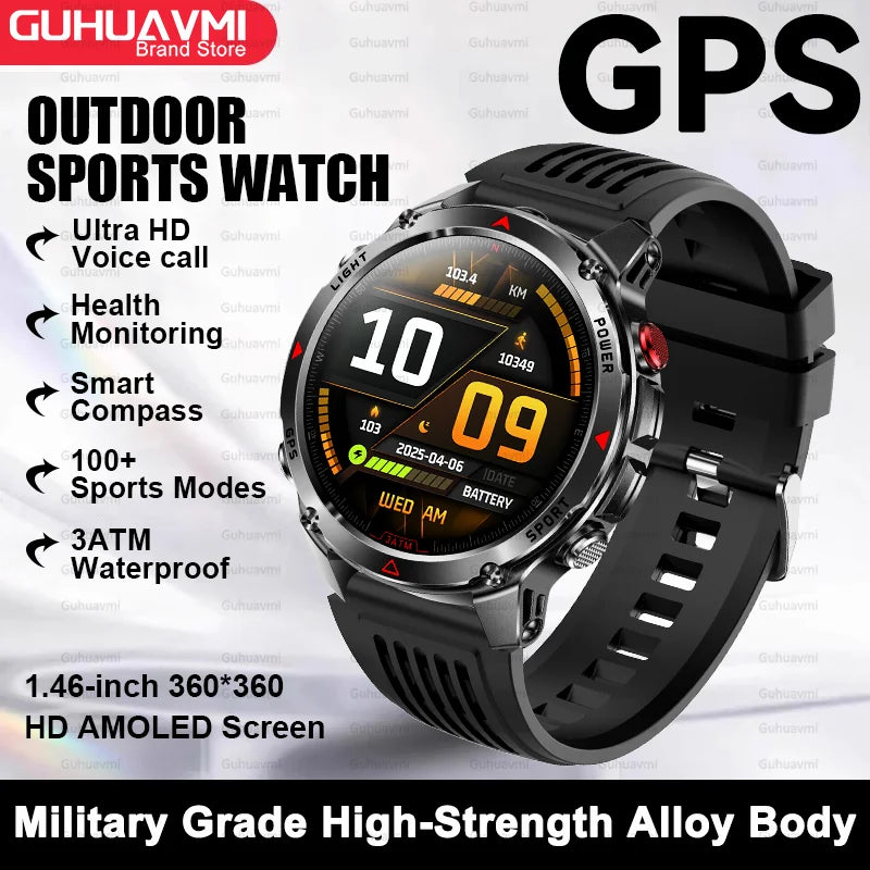2025New Smart Watch For Men 1.46'' 360*360 HD AMOLED Color Display Voice Call Compass LED Sports Fitness Waterproof Watch Ladies