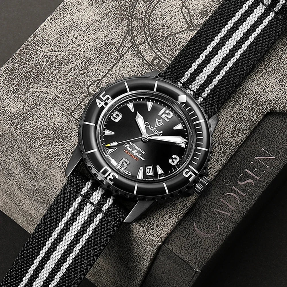 CADISEN Deep Explorer 2025 New Automatic Mechanical Watch Man Canvas Strap Wristwatch MIYOTA  Luxury Luminous Waterproof Watches